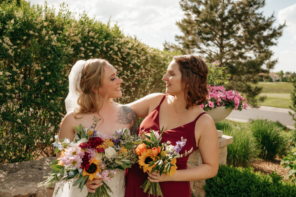 Bright and colorful summer wedding florals