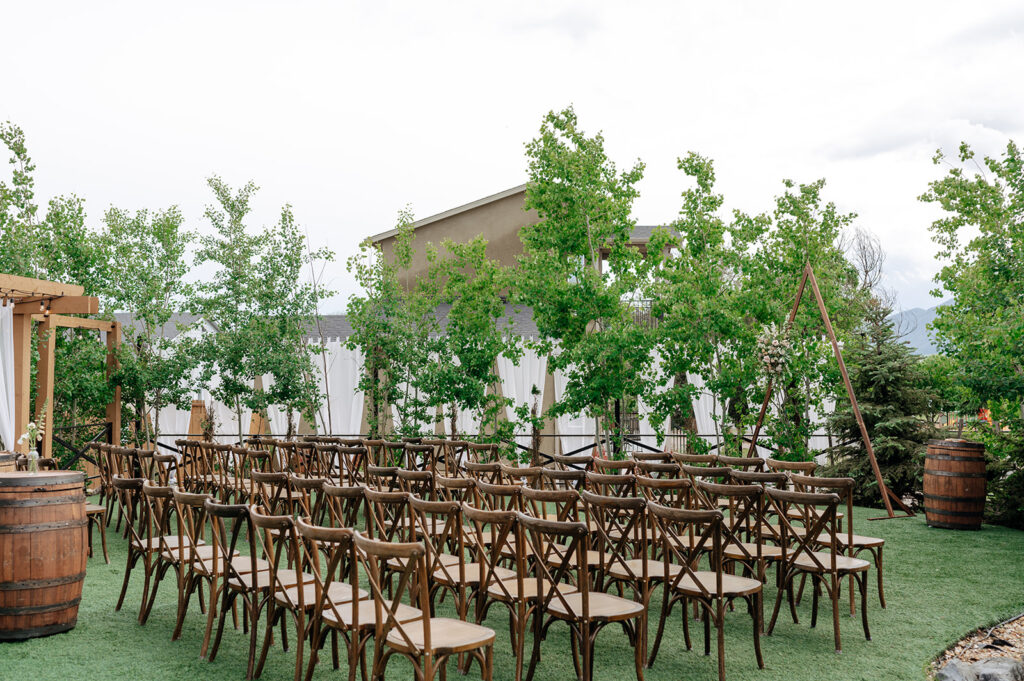 Beatiful chairs set up for colorado wedding
