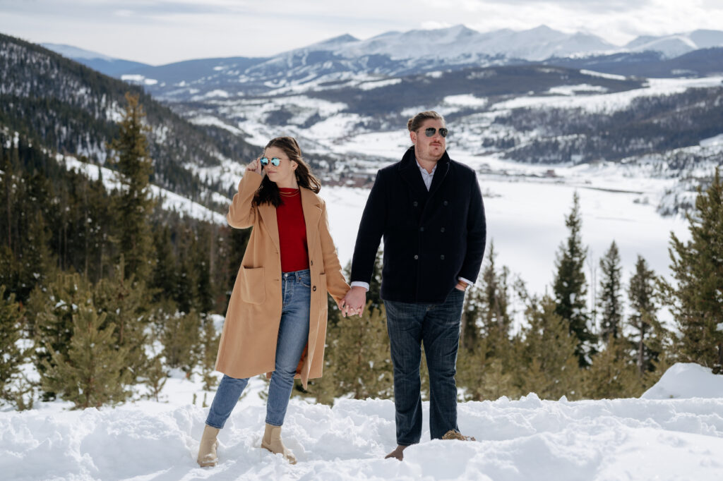 snowy, winter engagement session with colorado photographer. wedding photographers denver 