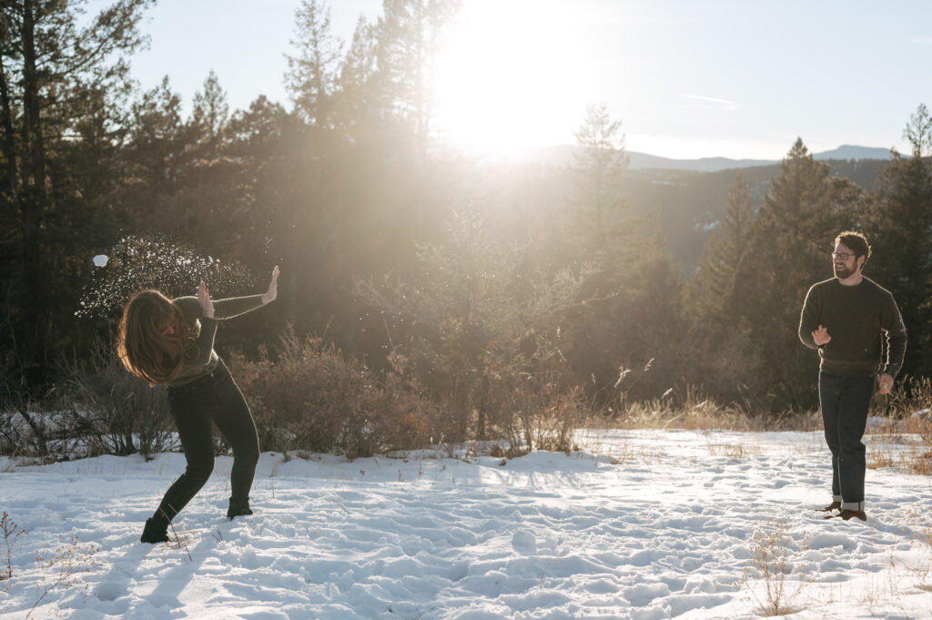 Snowy engagement session